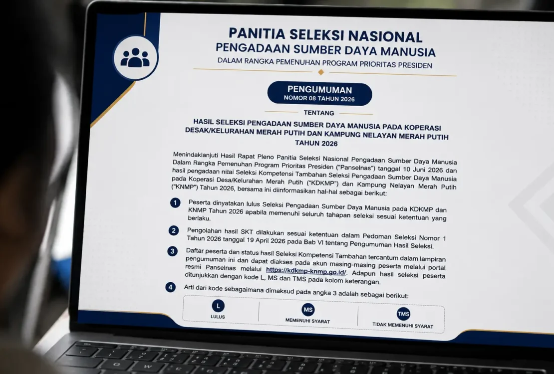 Lampiran Pengumuman Hasil Seleksi Manajer SPPI KDKMP 2026 PDF